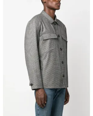 Lardini マイクロハウンドトゥース柄シャツジャケット - サムネイル3