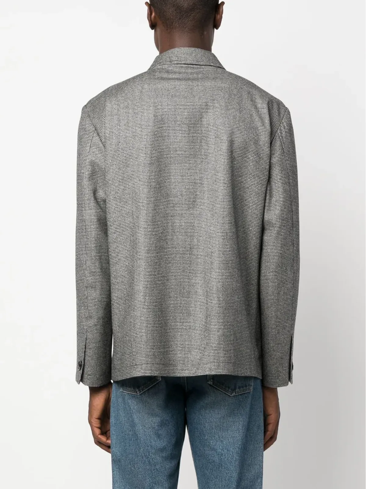 Lardini マイクロハウンドトゥース柄シャツジャケット - 画像4