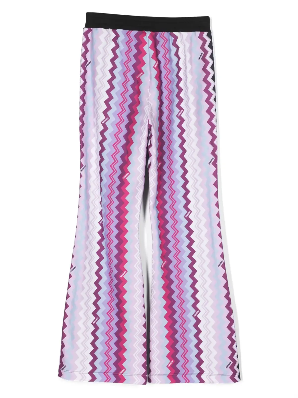 Missoni Kids ジグザグプリント フレア コットンパンツ - ブラック - 画像2