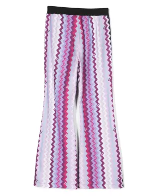 Missoni Kids ジグザグプリント フレア コットンパンツ - ブラック - サムネイル2