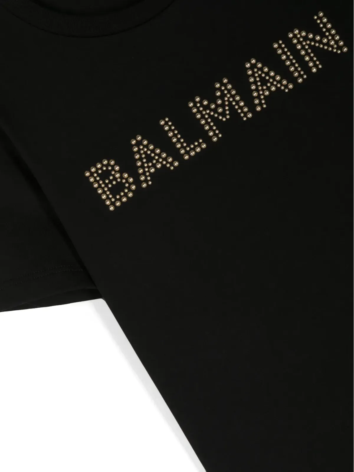 Balmain Kids スタッド付きロゴ コットンTシャツ ブラック - 画像3