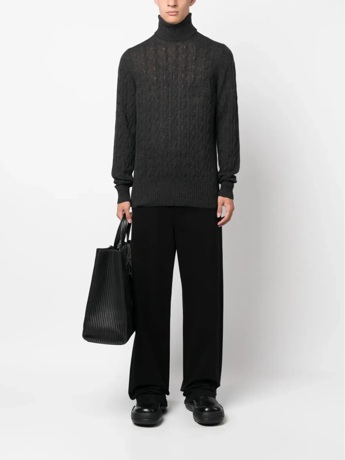 ETRO ロールネック カシミヤ ケーブルニット ジャンパー - グレー - 画像2