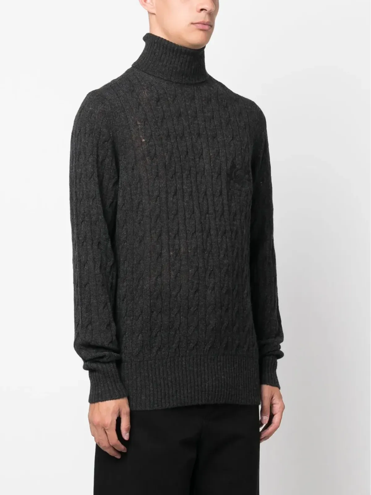 ETRO ロールネック カシミヤ ケーブルニット ジャンパー - グレー - 画像3