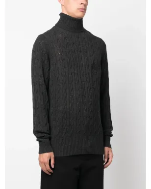 ETRO ロールネック カシミヤ ケーブルニット ジャンパー - グレー - サムネイル3