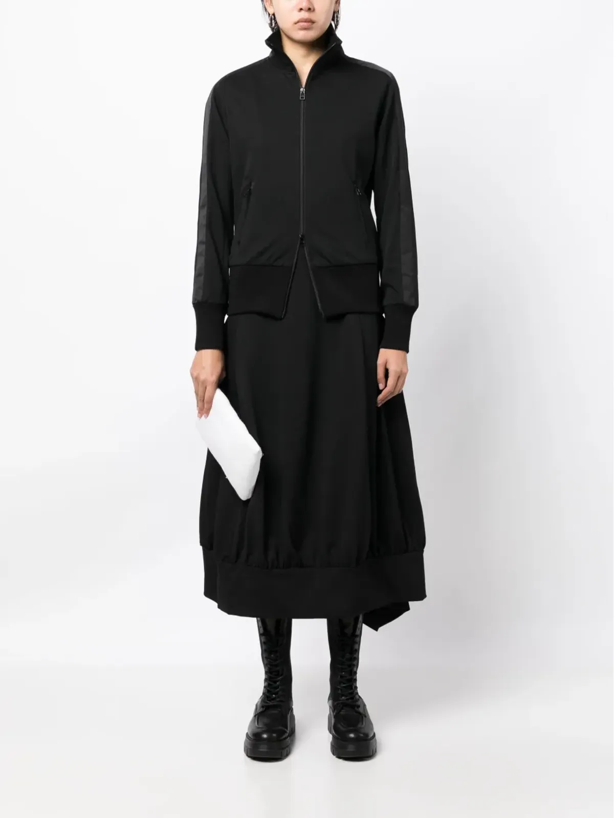 Yohji Yamamoto ストライプディテール ジップアップ スウェットシャツ - 画像2
