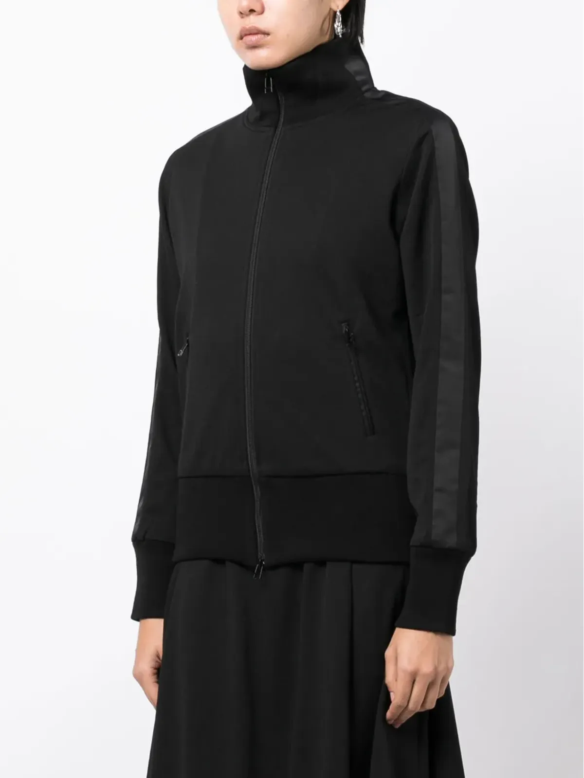 Yohji Yamamoto ストライプディテール ジップアップ スウェットシャツ - 画像3
