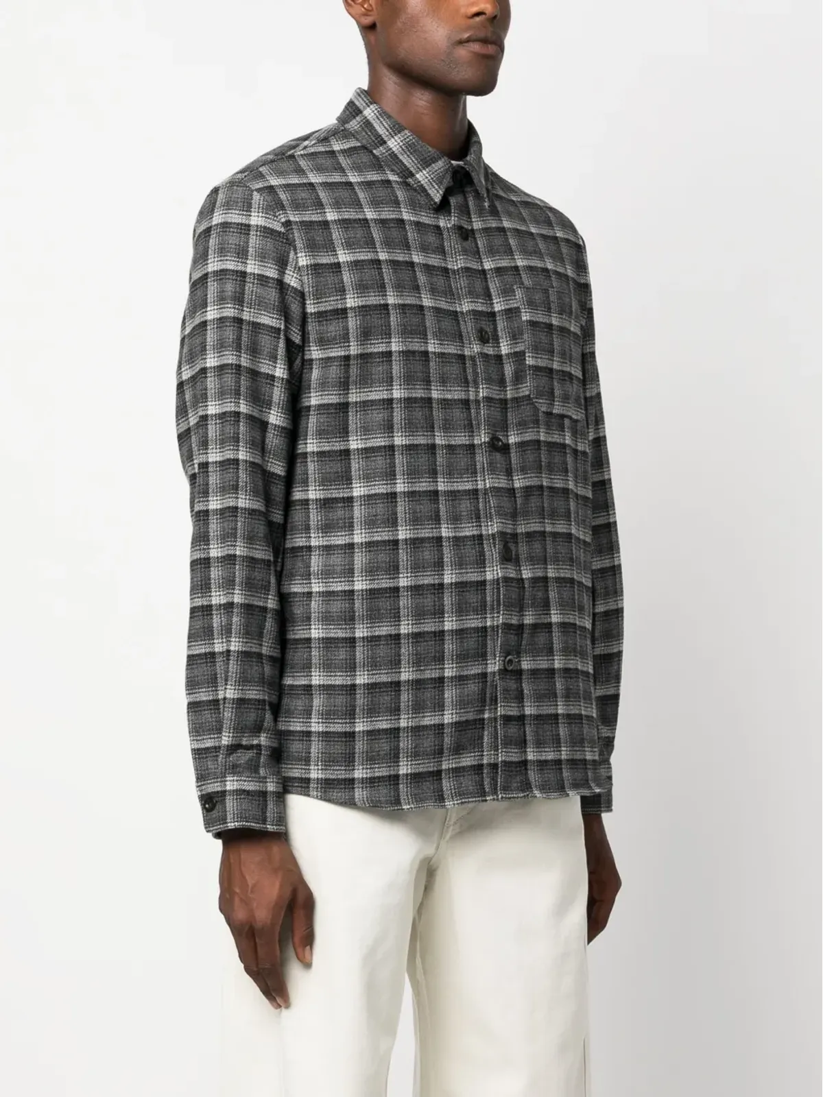 A.P.C. チェックウールブレンドシャツ - 画像3