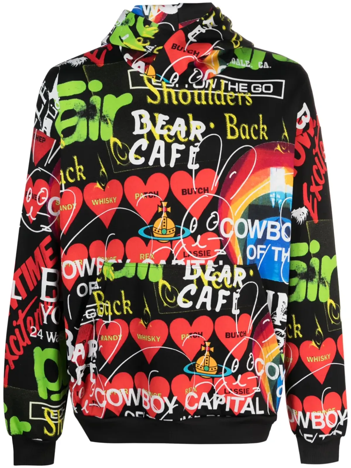 Vivienne Westwood Orb グラフィックプリント ジャージー・フーディ（ブラック） - 画像1