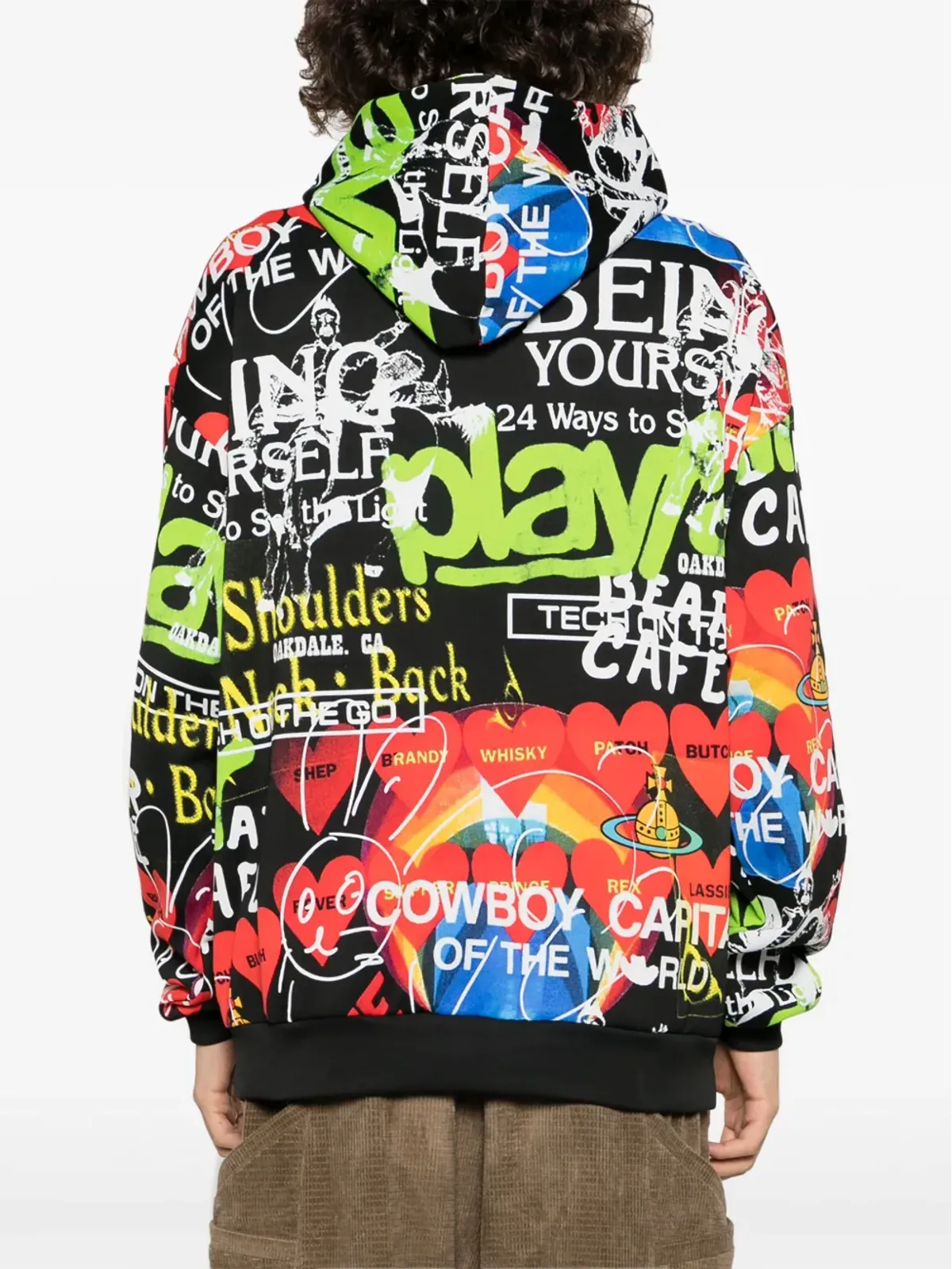 Vivienne Westwood Orb グラフィックプリント ジャージー・フーディ（ブラック） - 画像5