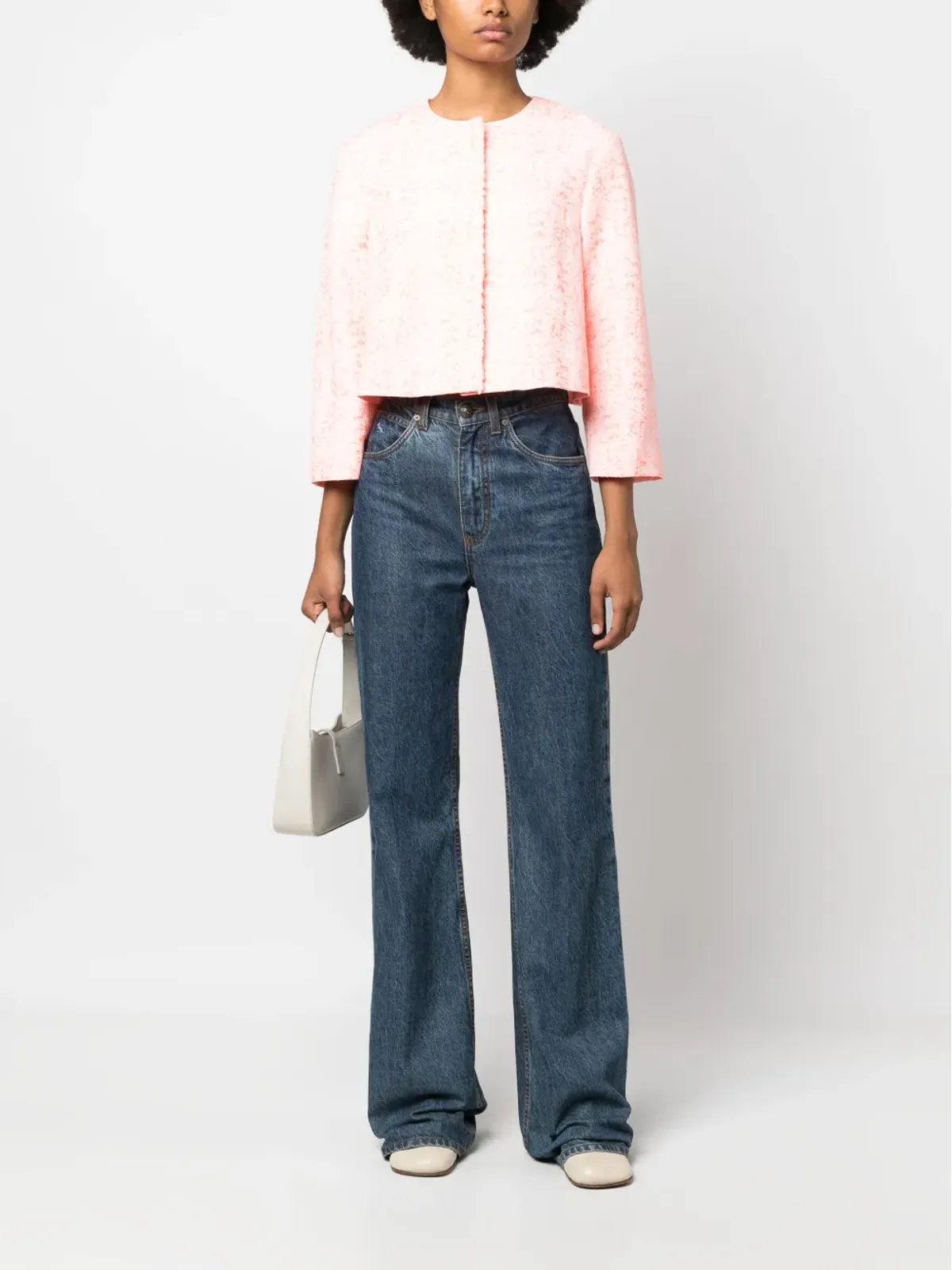 Christian Dior Pre-Owned ノーカラーブークレクロップドジャケット（オレンジ） - 画像2