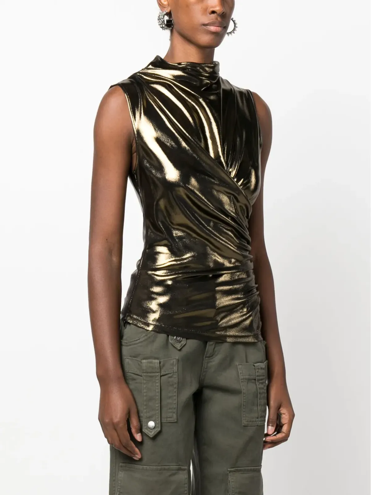 Blumarine メタリック仕上げ ギャザー入り ブラウス - 画像3