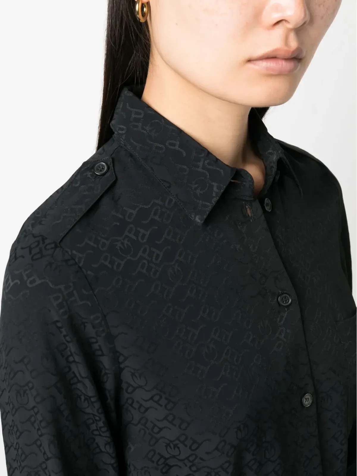 PINKO モノグラム柄ベルト付きシャツドレス - 画像5