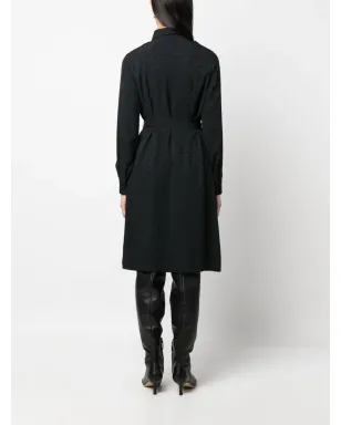 PINKO モノグラム柄ベルト付きシャツドレス - サムネイル4