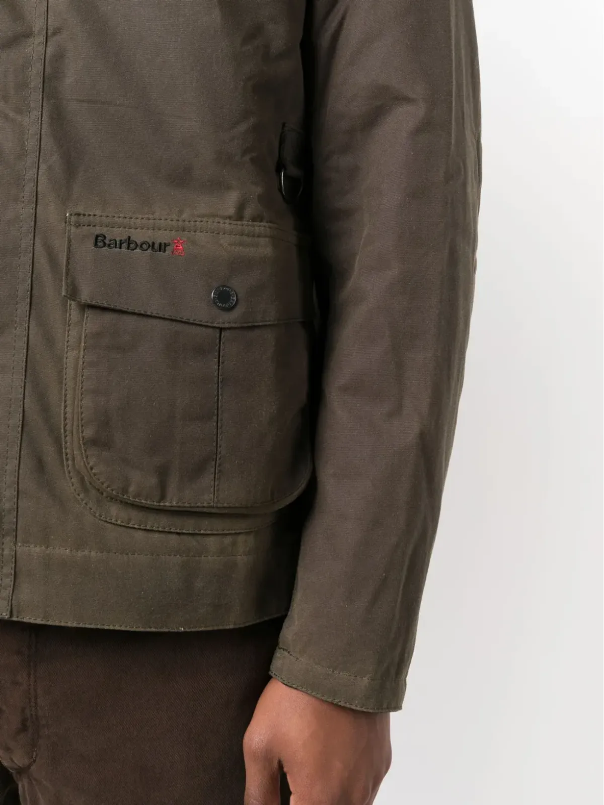 Barbour ブランデン ワックス コーデュロイ襟付きジャケット - グリーン - 画像5