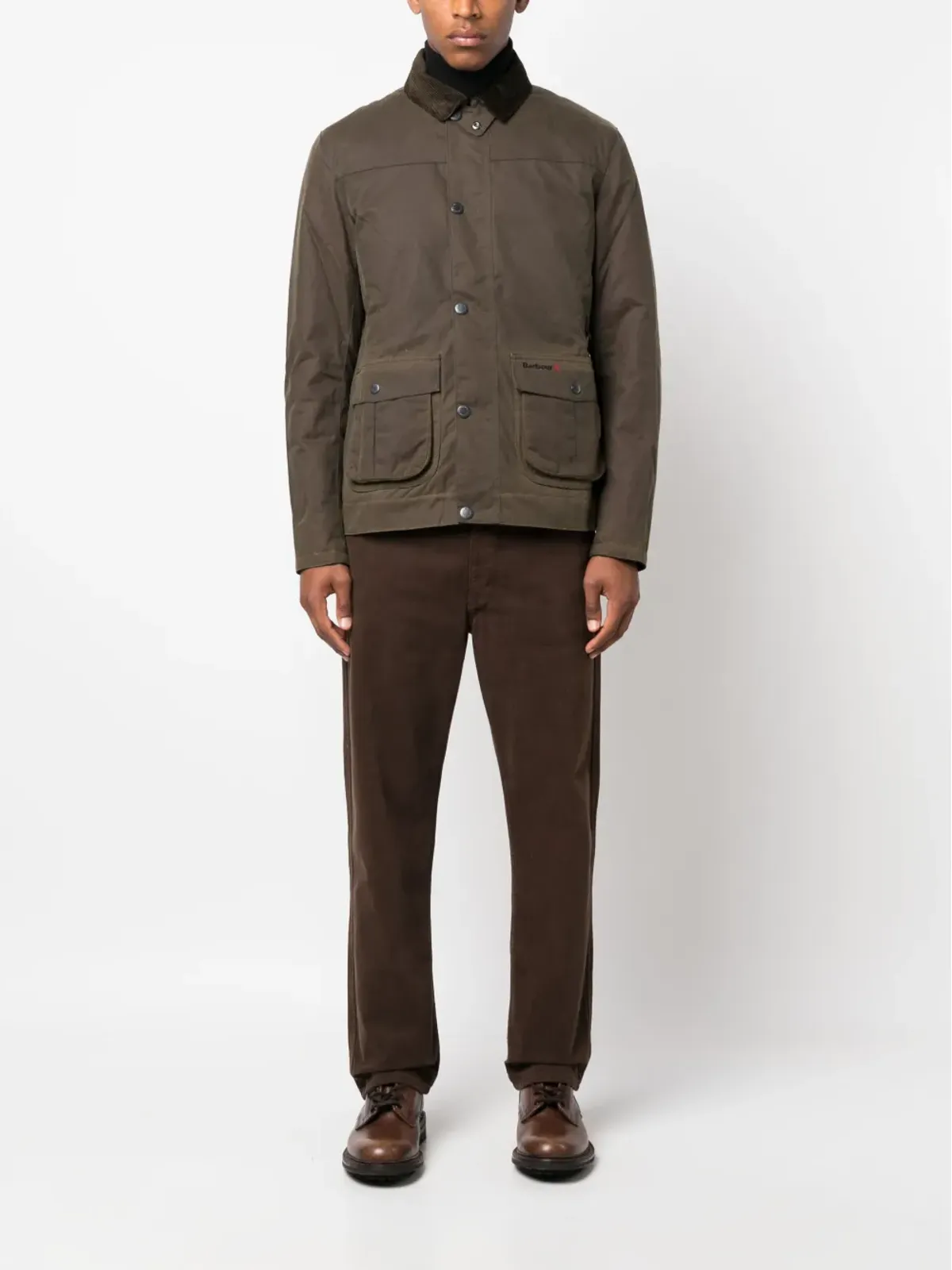 Barbour ブランデン ワックス コーデュロイ襟付きジャケット - グリーン - 画像2