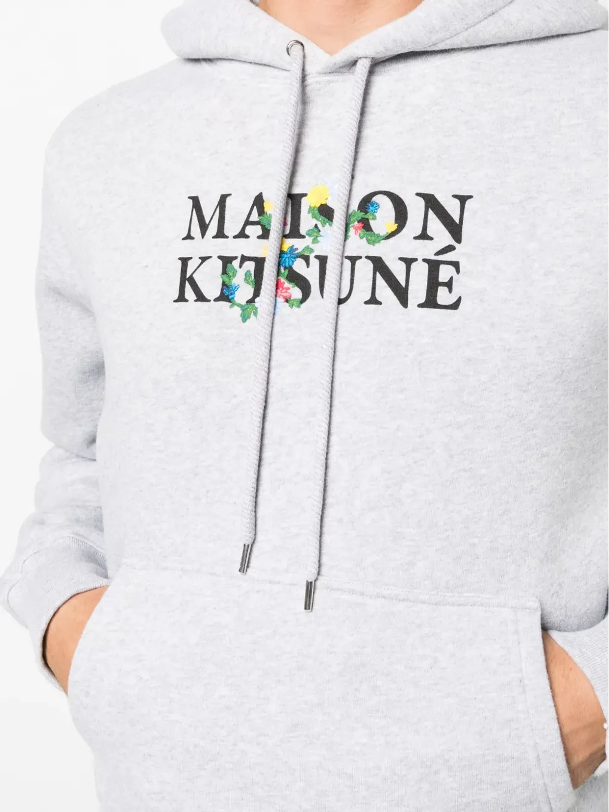 Maison Kitsuné ロゴプリント ドローコード コットン フーディ - グレー - 画像5