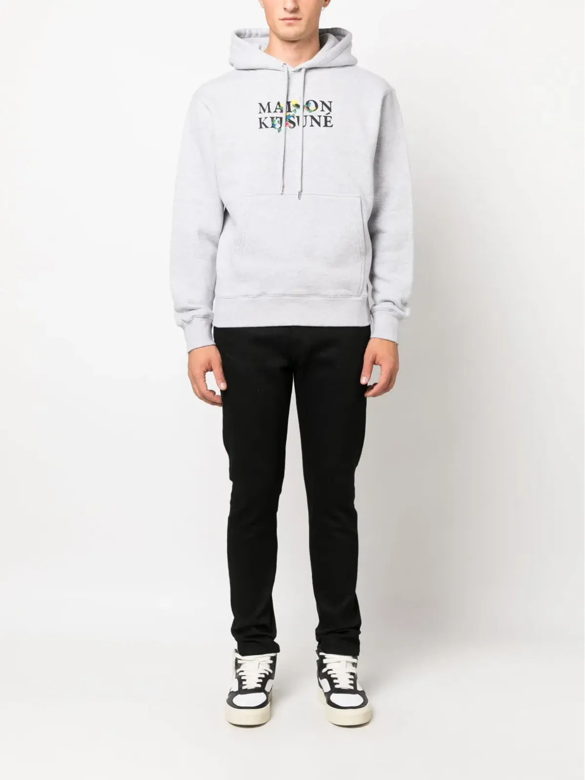 Maison Kitsuné ロゴプリント ドローコード コットン フーディ - グレー - 画像2
