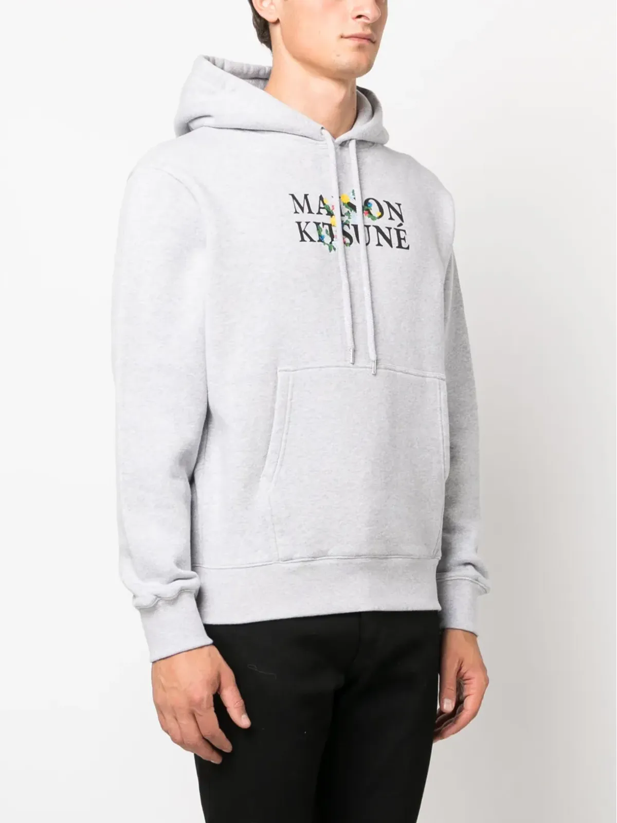 Maison Kitsuné ロゴプリント ドローコード コットン フーディ - グレー - 画像3