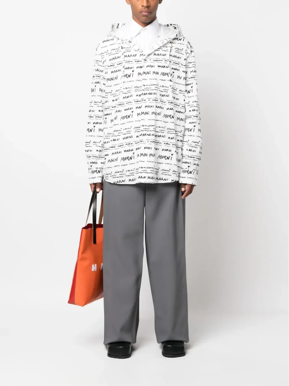 Marni Mega-Marni コットン フード付きシャツ - 画像2