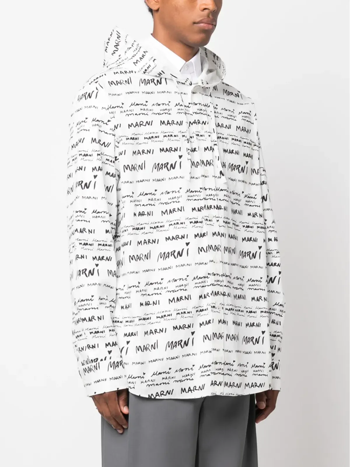 Marni Mega-Marni コットン フード付きシャツ - 画像3