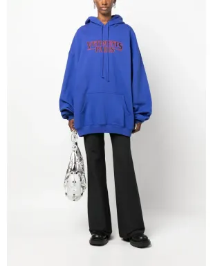 VETEMENTS ロゴプリント コットン フーディー ブルー - サムネイル3