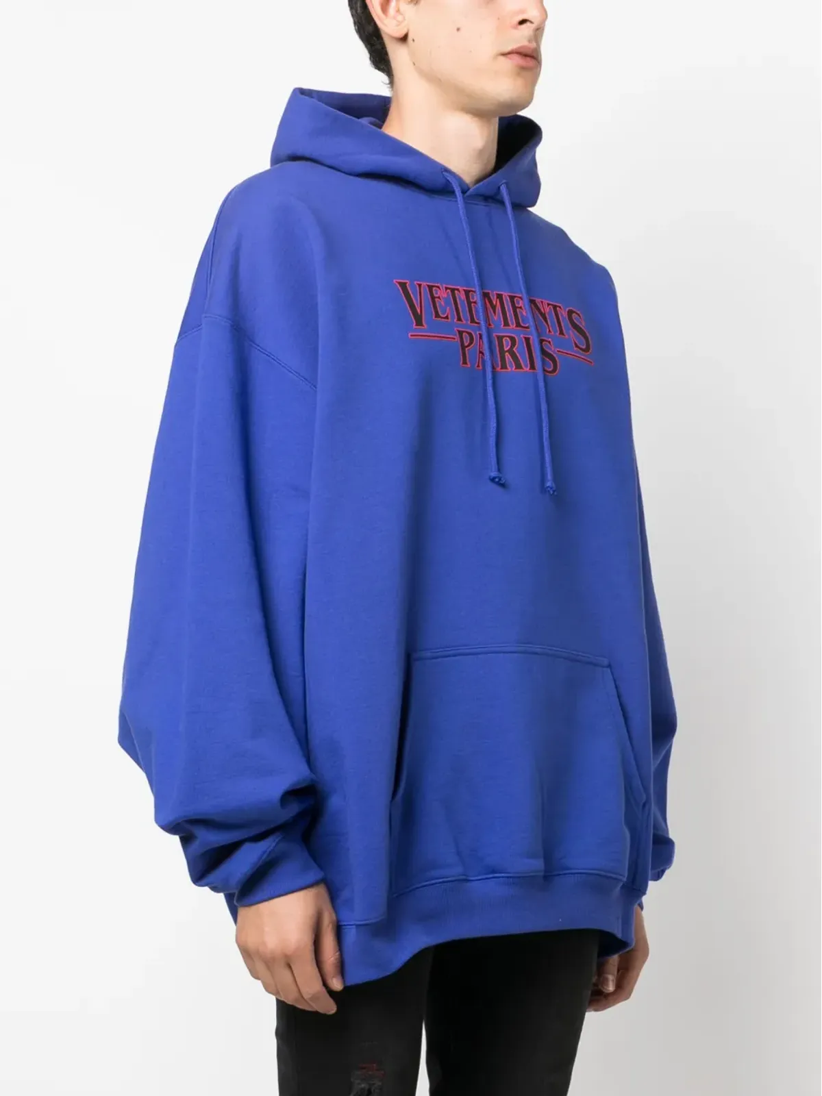 VETEMENTS ロゴプリント コットン フーディー ブルー - 画像4