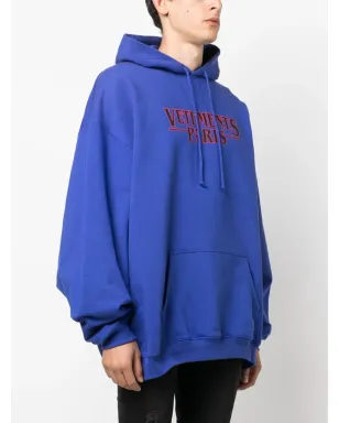 VETEMENTS ロゴプリント コットン フーディー ブルー - サムネイル4