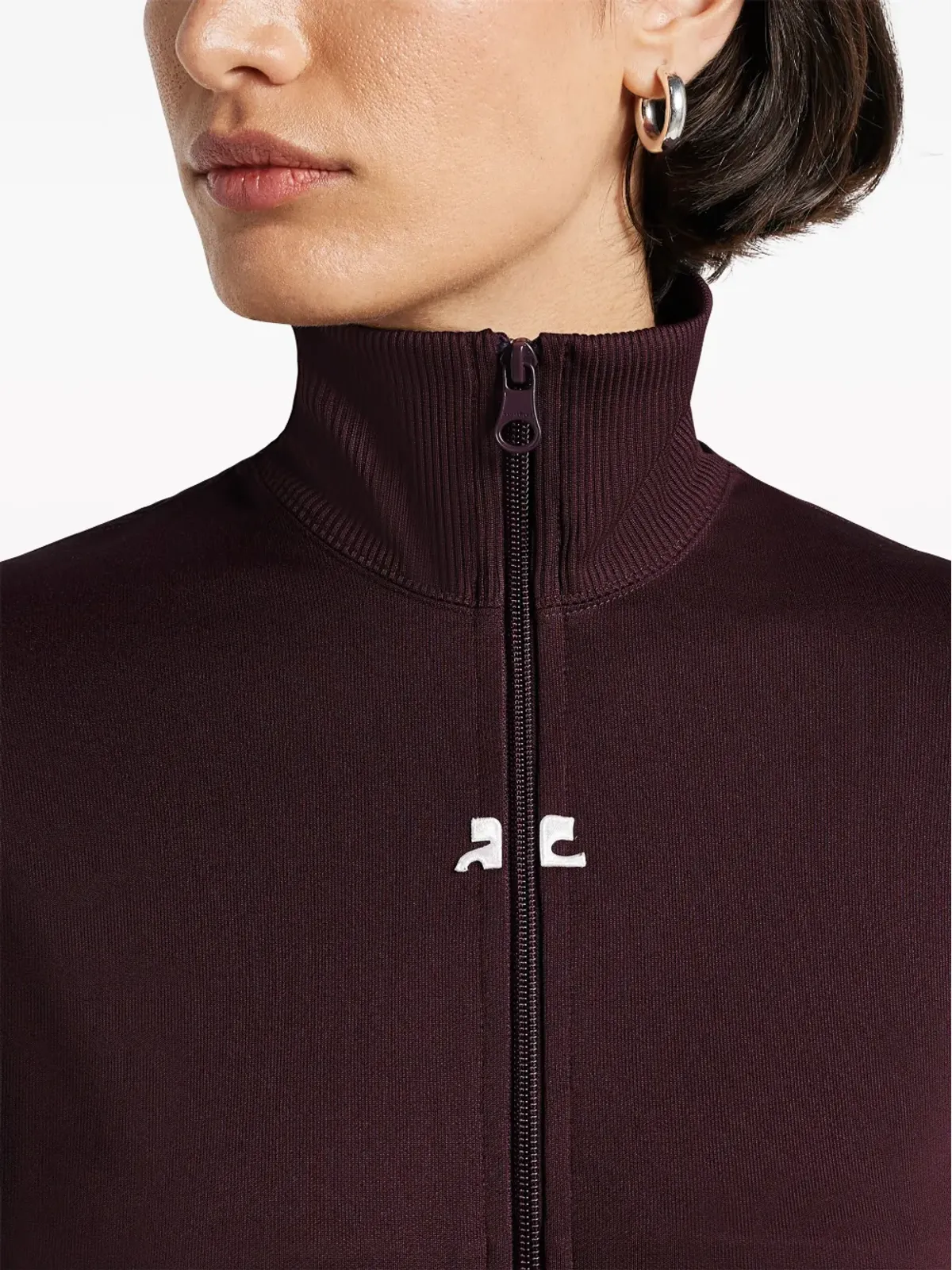 Courrèges ハイネックジップアップ スウェット ブラウン - 画像5