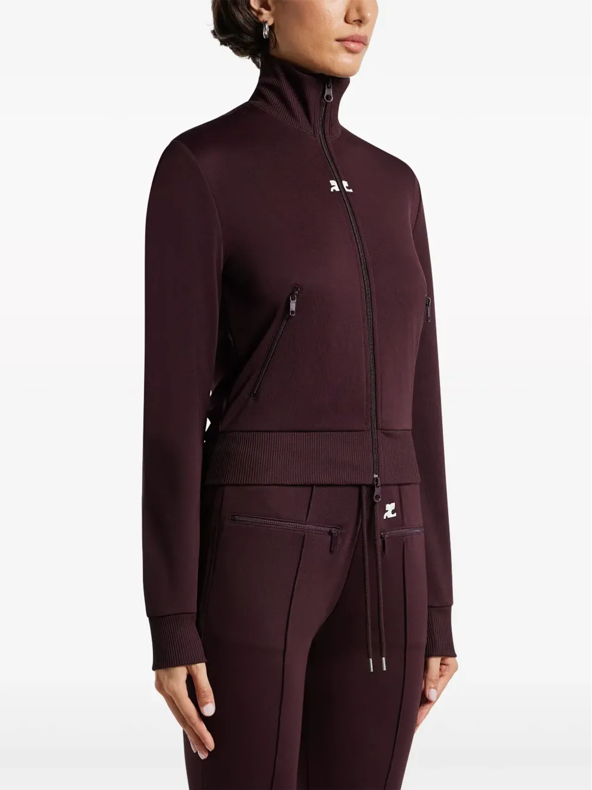 Courrèges ハイネックジップアップ スウェット ブラウン - 画像3