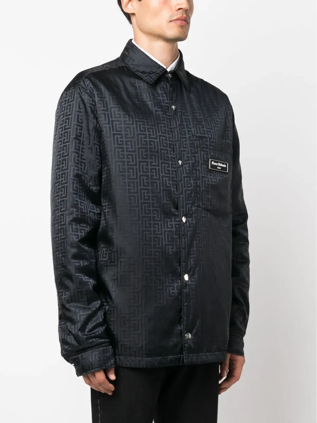 Balmain モノグラム柄 ロゴパッチ シャツ - 画像3