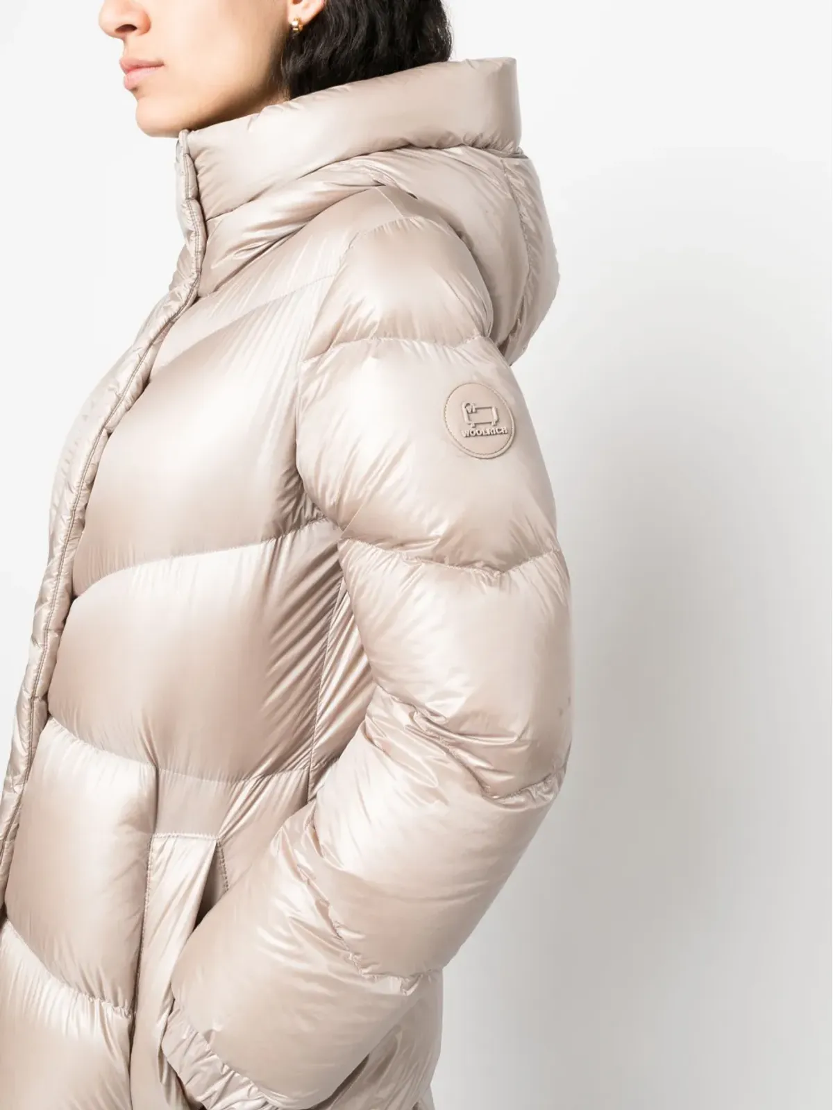 Woolrich ロゴパッチ付きパデッドフードコート - 画像5