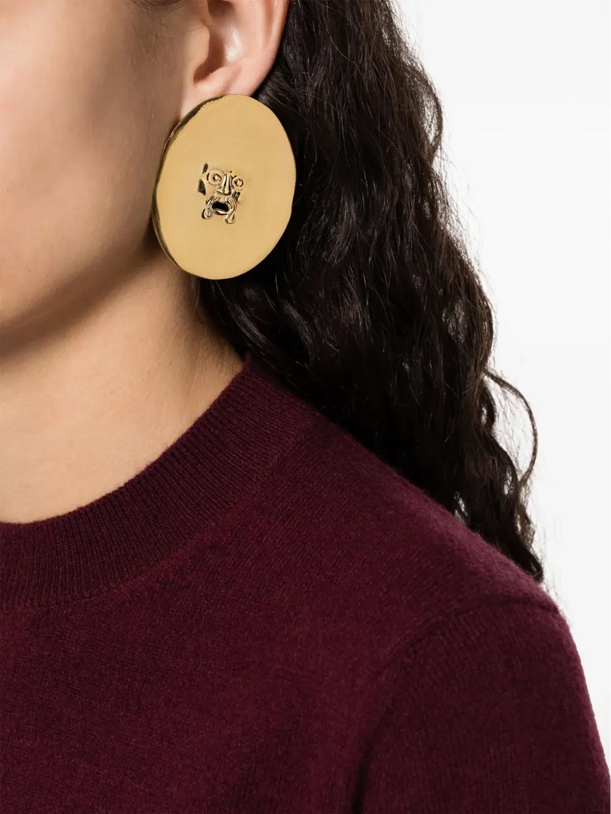 Patou large face clip-on earrings - Gold - 画像2