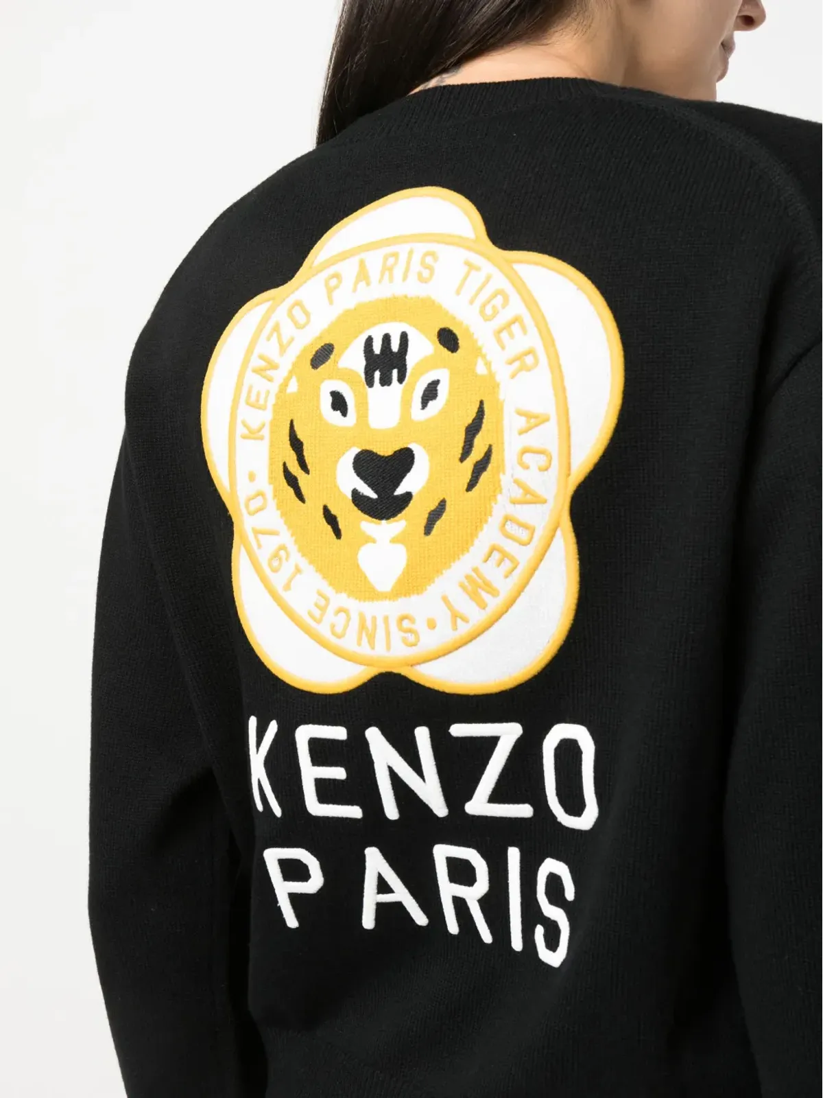 Kenzo ボケフラワー刺繍ニットカーディガン ブラック - 画像5