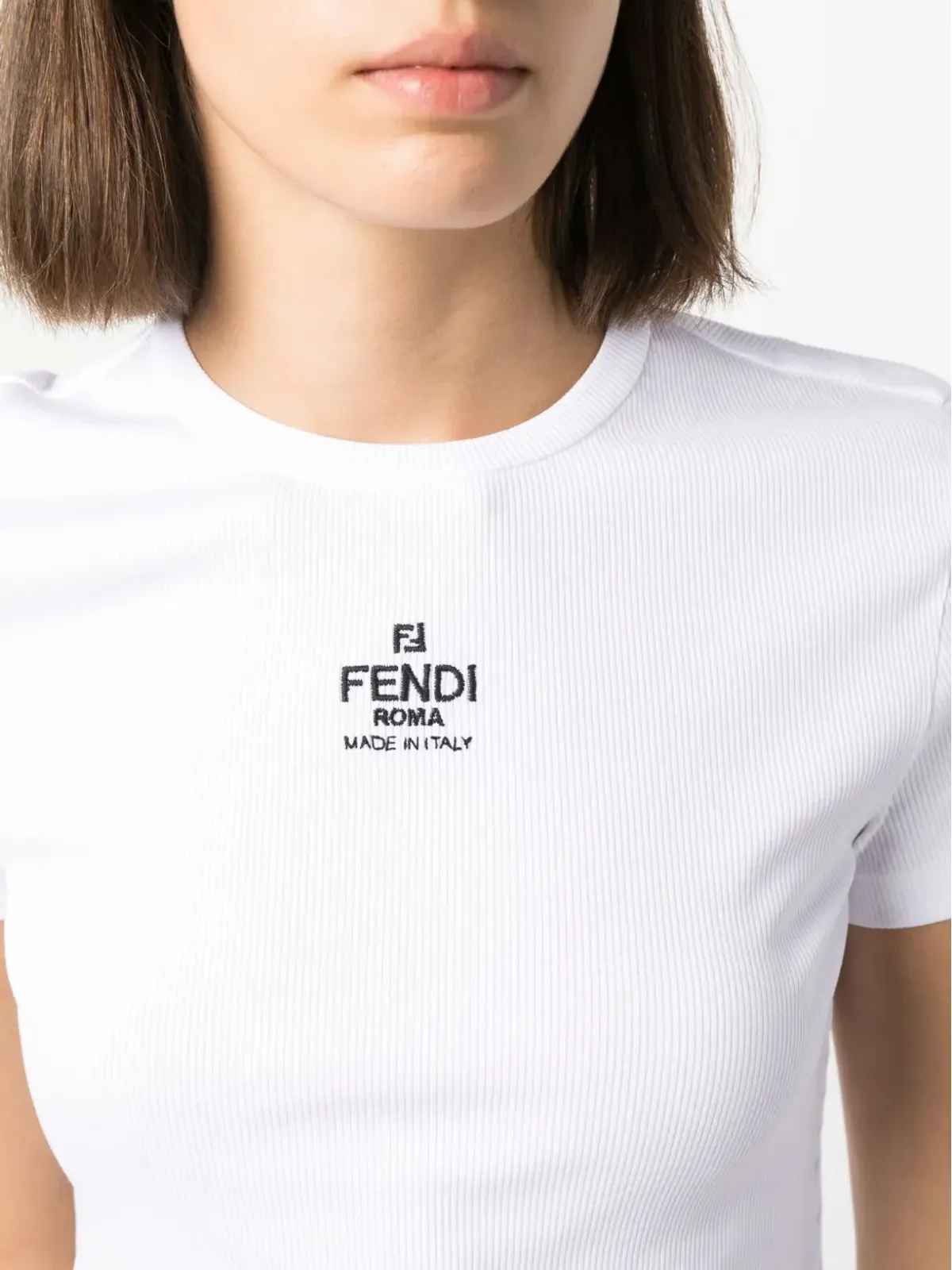 FENDI ロゴ刺繍リブTシャツ - 画像5