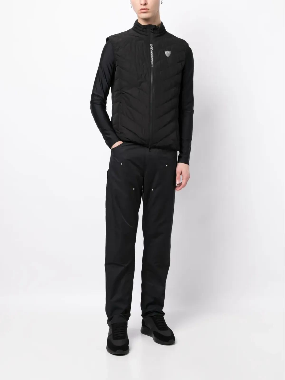 Ea7 Emporio Armani ロゴパッチ・キルテッド・パッド入りジレ - 画像2