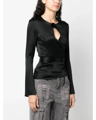 Blumarine 花柄アップリケ ラップ風ブラウス - サムネイル3