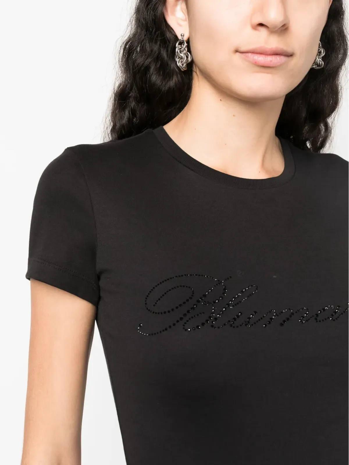 Blumarine ロゴ刺繍コットンTシャツ - 画像5