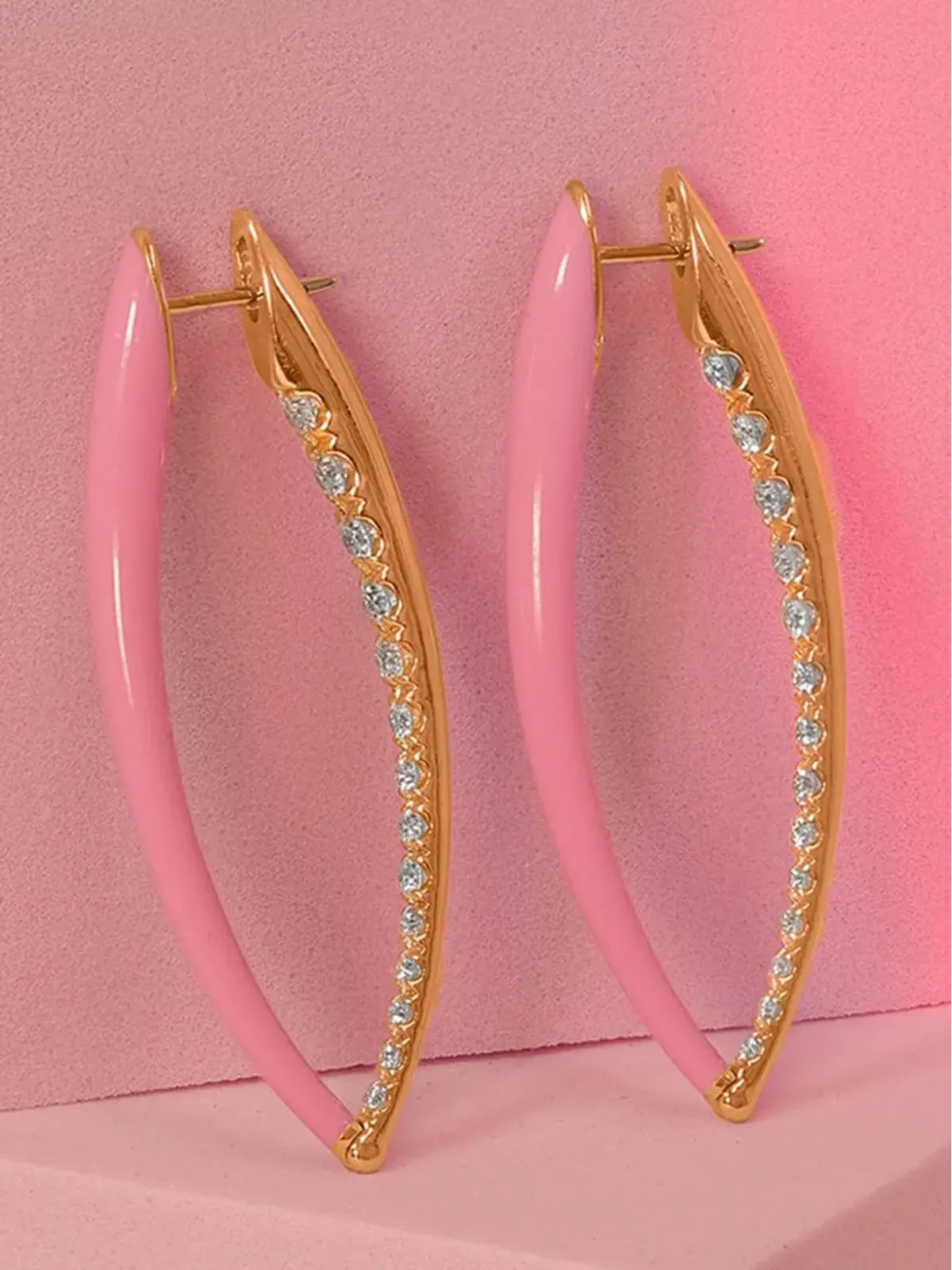 Melissa Kaye 18kt yellow gold Marissa Pink large Cristina diamond earrings - 画像4