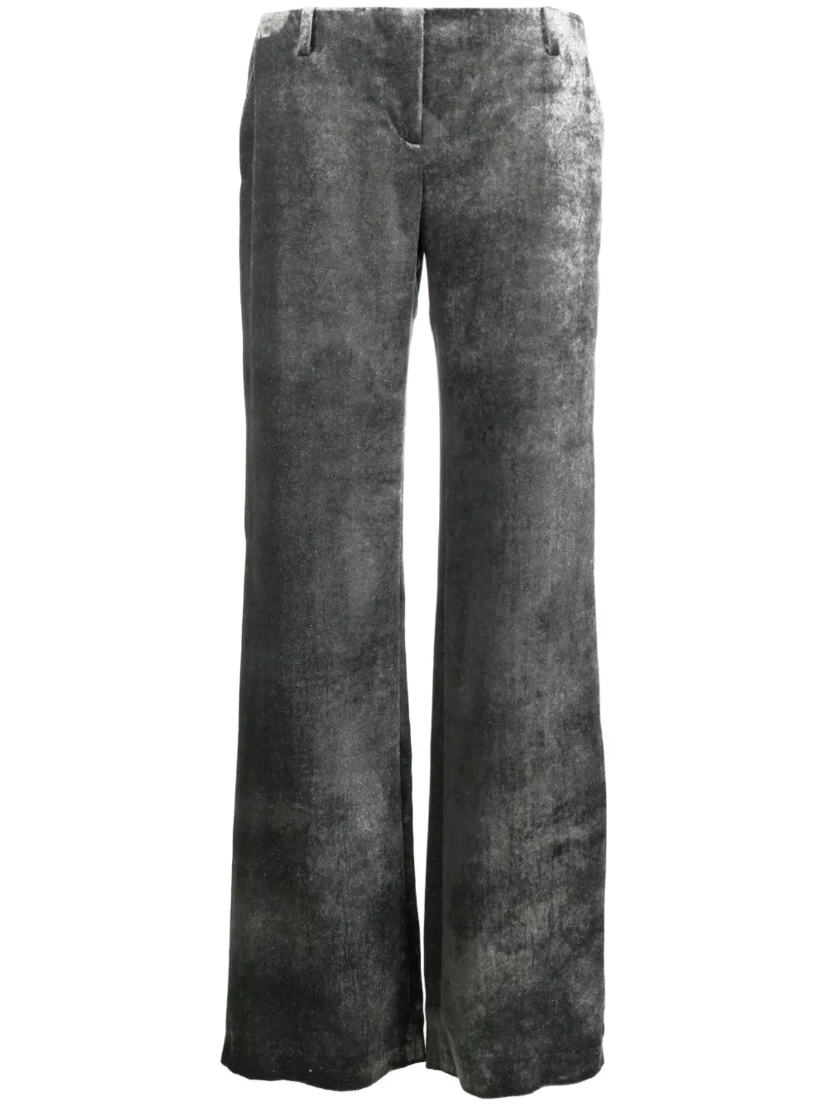 Alberta Ferretti クラッシュドベルベット ローライズパンツ - シルバー - 画像1
