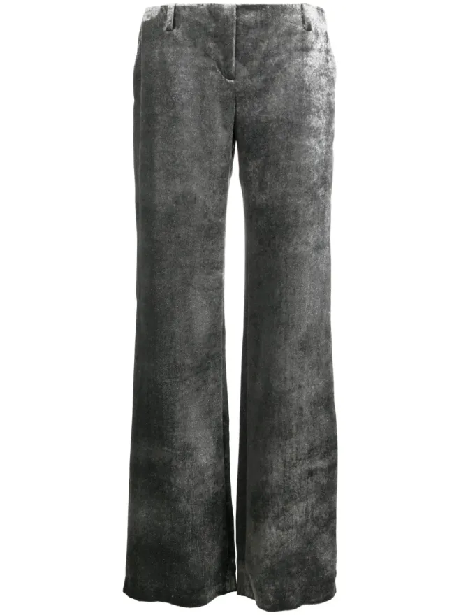 Alberta Ferretti Alberta Ferretti クラッシュドベルベット ローライズパンツ - シルバーの商品画像