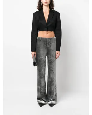 Alberta Ferretti クラッシュドベルベット ローライズパンツ - シルバー - サムネイル2