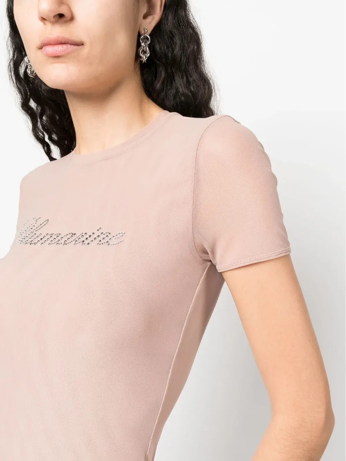 Blumarine ロゴ入りメッシュTシャツ - 画像5