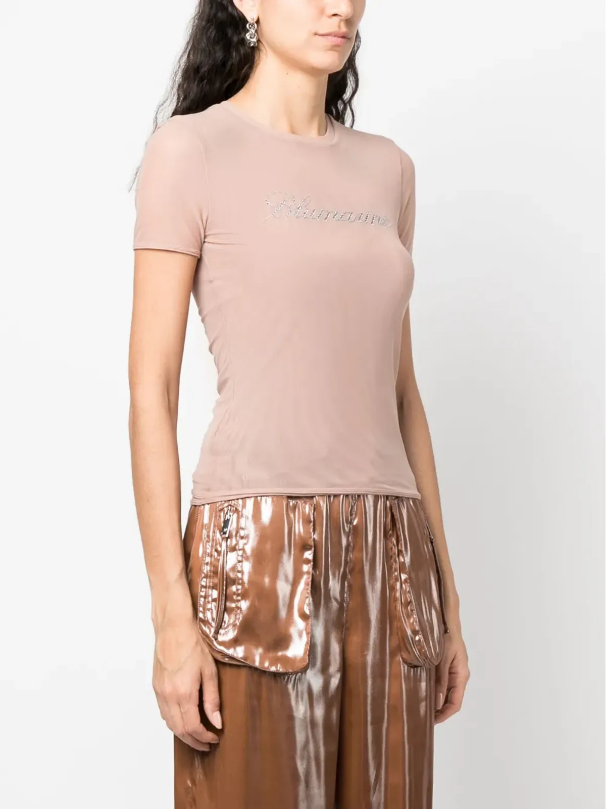 Blumarine ロゴ入りメッシュTシャツ - 画像3