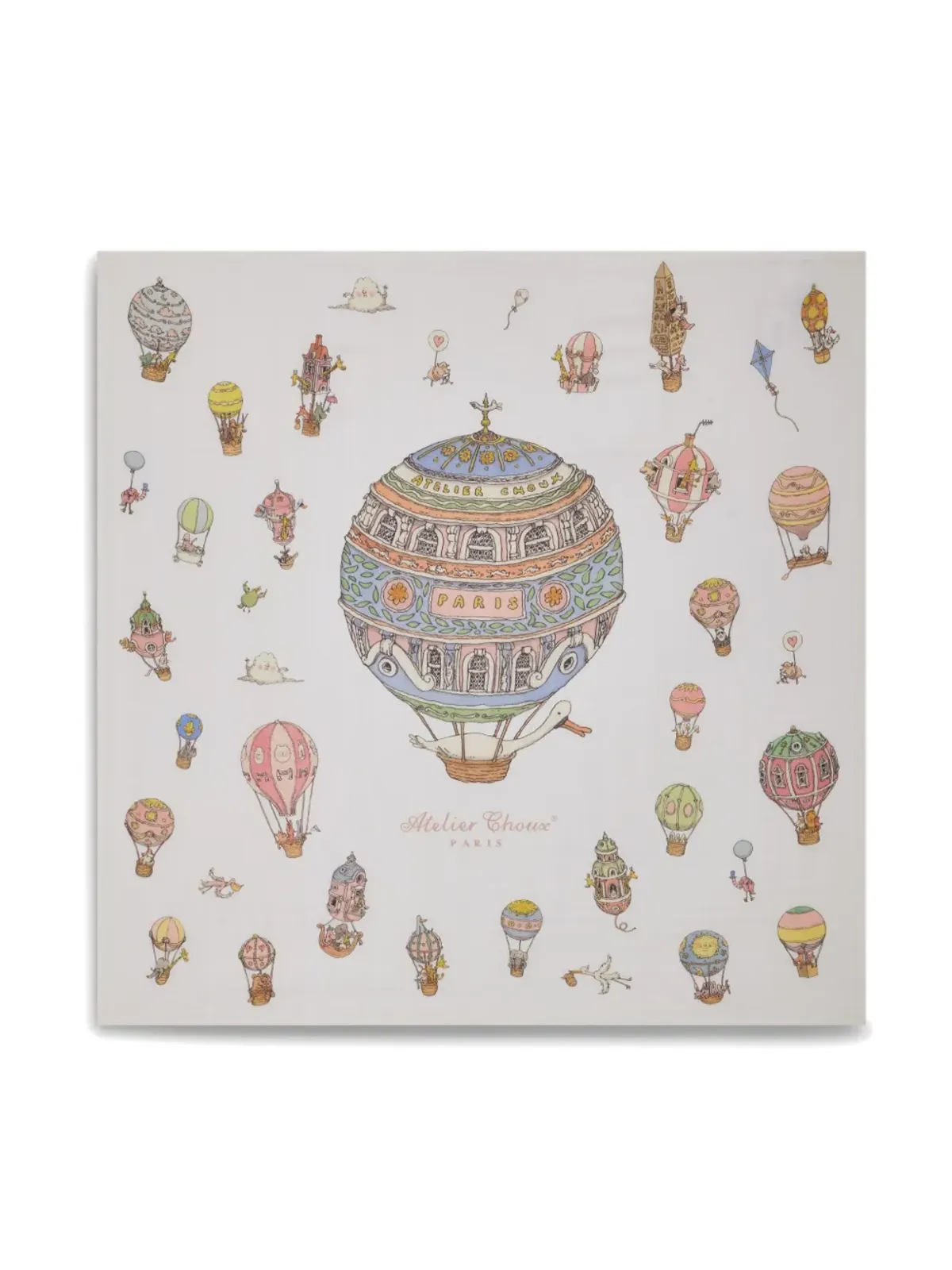 Atelier Choux illustration-print organic cotton blanket - White - 画像3