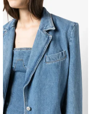 Magda Butrym シングルブレストデニムコート - ブルー - サムネイル5