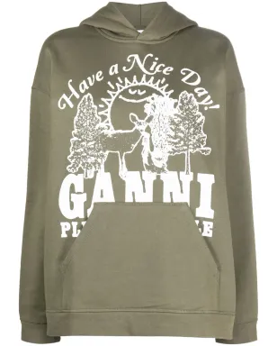 GANNI ロゴプリント オーガニックコットン パーカー - サムネイル1