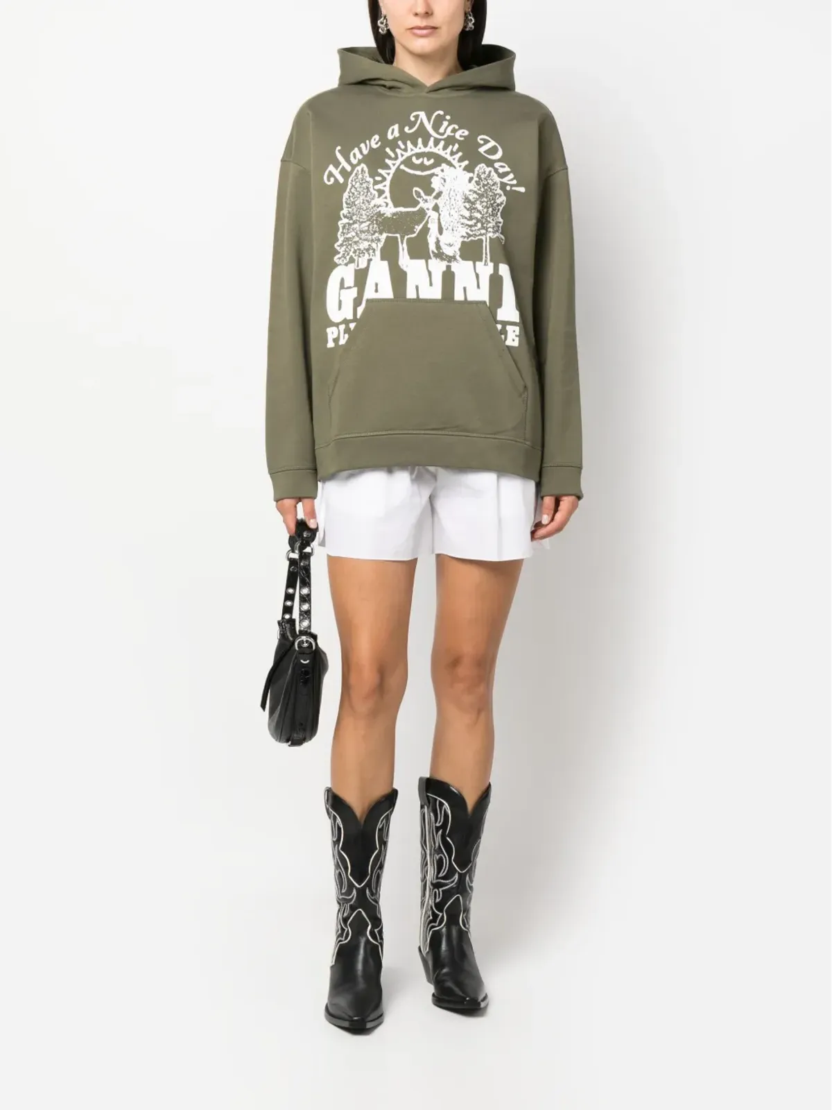 GANNI ロゴプリント オーガニックコットン パーカー - 画像2