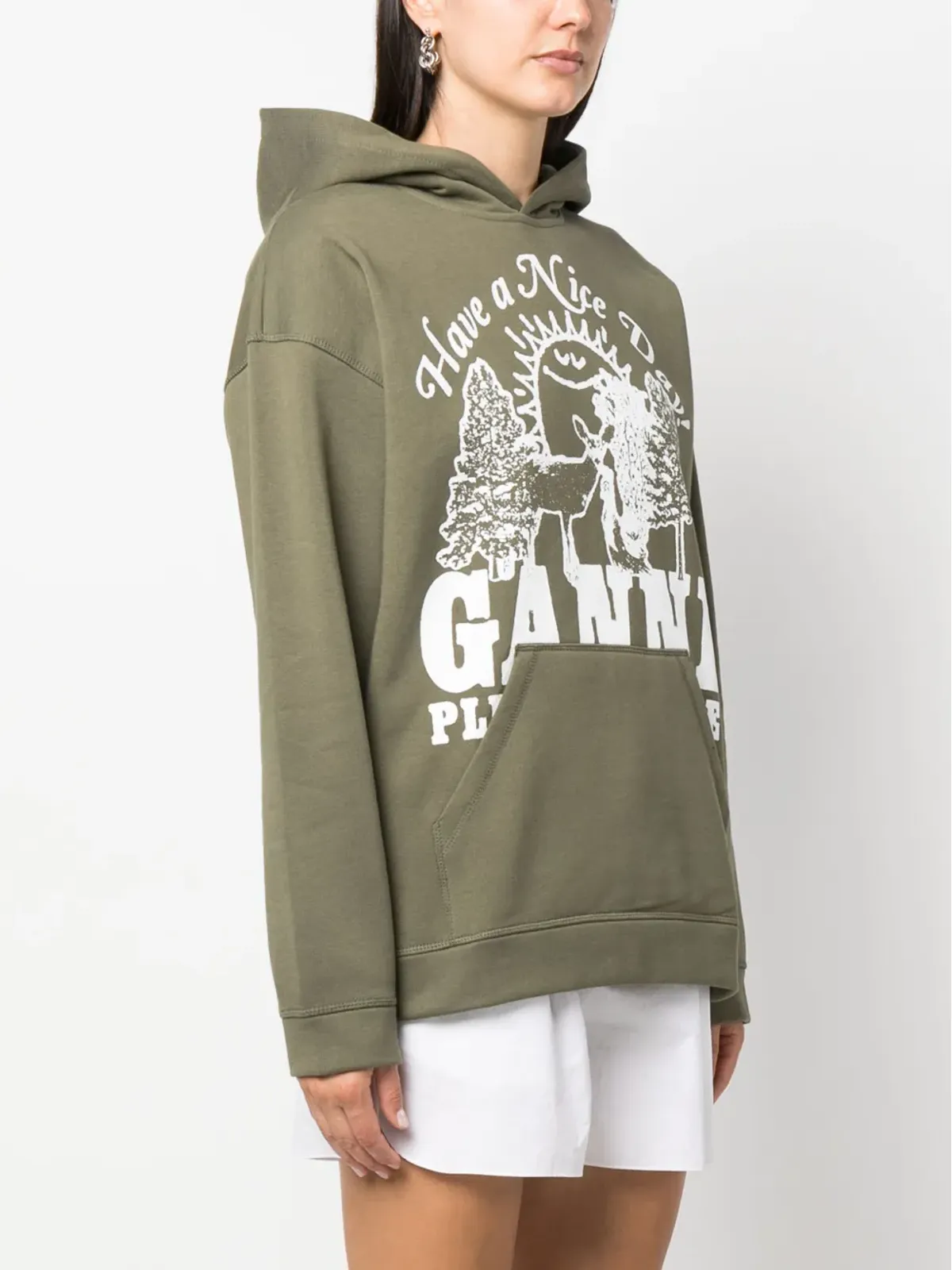 GANNI ロゴプリント オーガニックコットン パーカー - 画像3