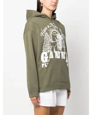 GANNI ロゴプリント オーガニックコットン パーカー - サムネイル3