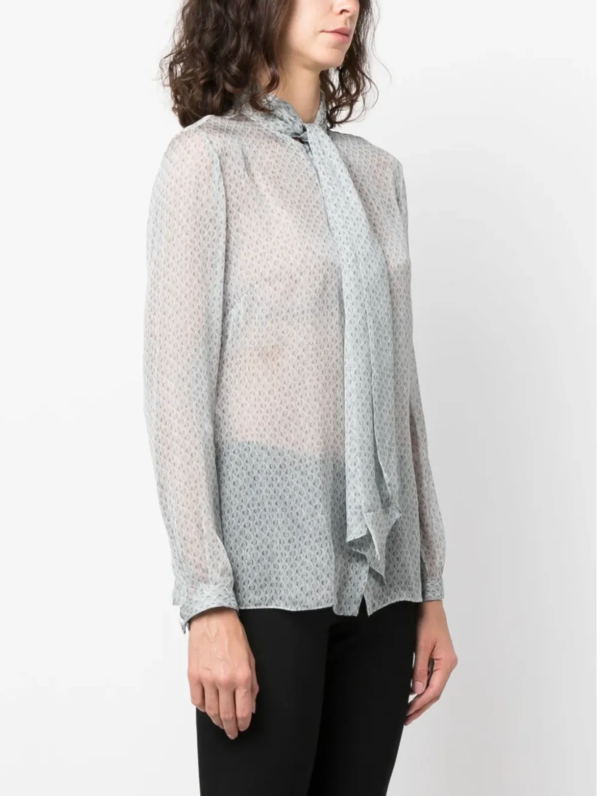 Emporio Armani 幾何学模様シルクブラウス - グレー - 画像3